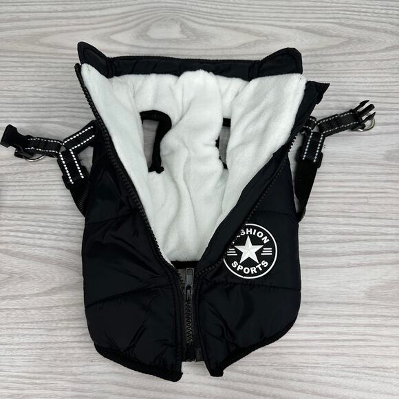 Dog Rain Coat Winter Jacket Sz L Black Full Zip Warm Fleece Interior Waterproof - Picture 4 of 7